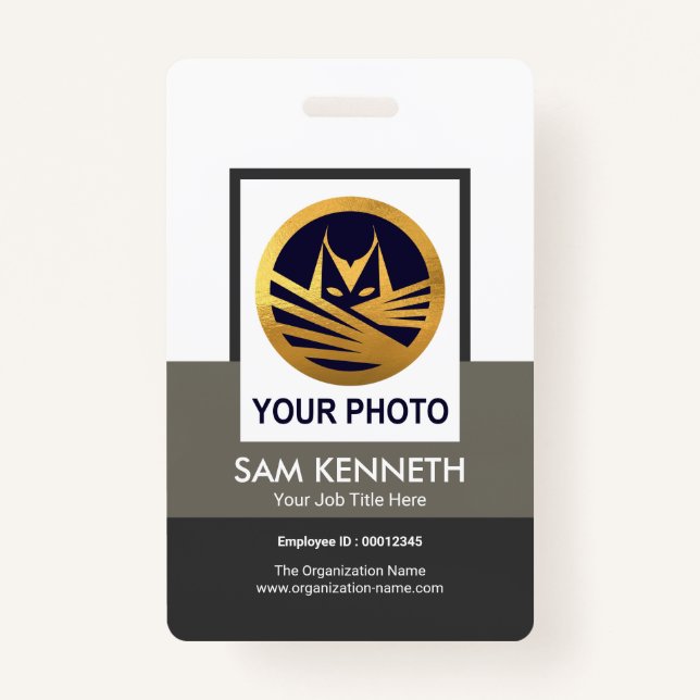 Grey Shades Box Column Photo Template Staff Badge (Front)