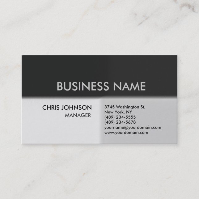 Grey Shades Creative Chic Modern Business Card (Front)