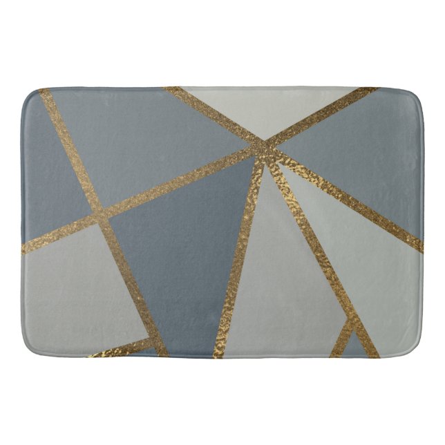 Grey Shades & Gold Bronze Geometric Chic Bath Bath Mat (Front)