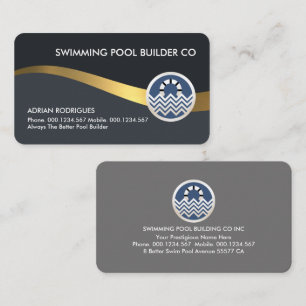Grey Shades Gold Water Wave Business Card