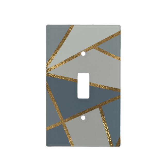 Grey Shades Neutral Gold Bronze Geometric Light Switch Cover (Front)