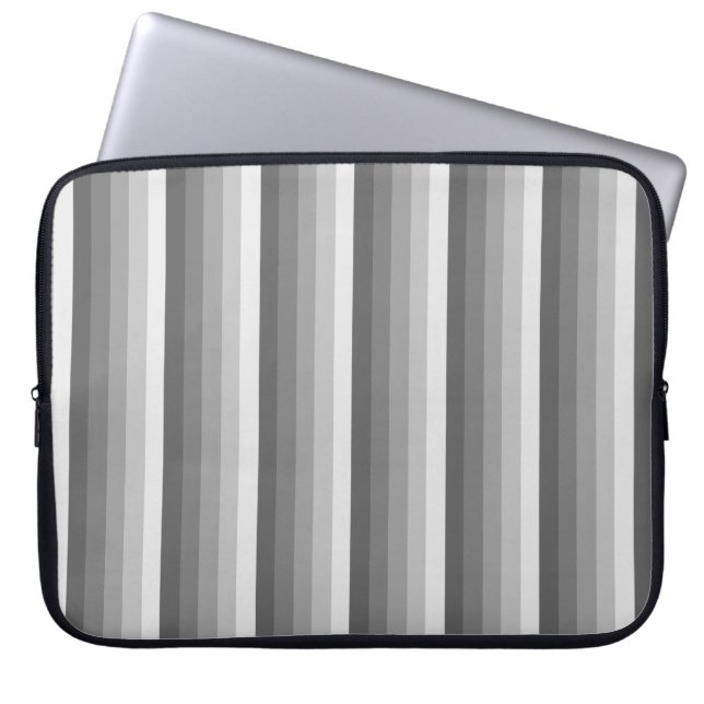 Grey shadow stripes laptop sleeve (Front)