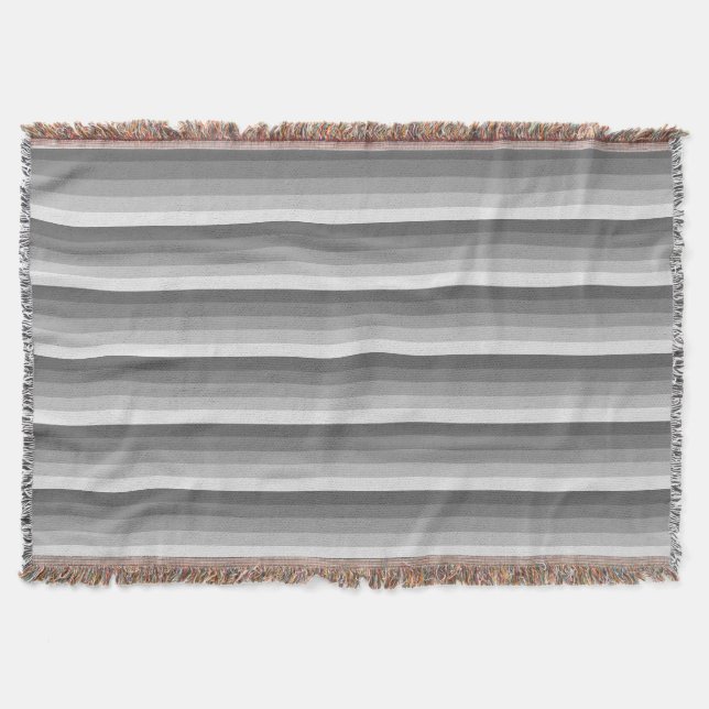 Grey shadow stripes throw blanket (Front)