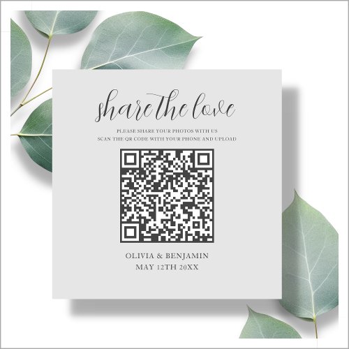 Grey  Share The Love QR Code Enclosure Card