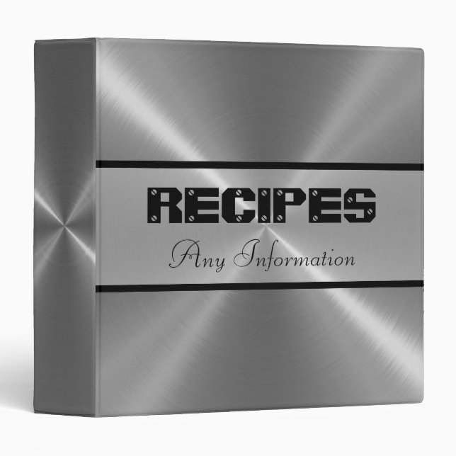 Grey Shiny Stainless Steel Metal 2 Binder (Front/Spine)