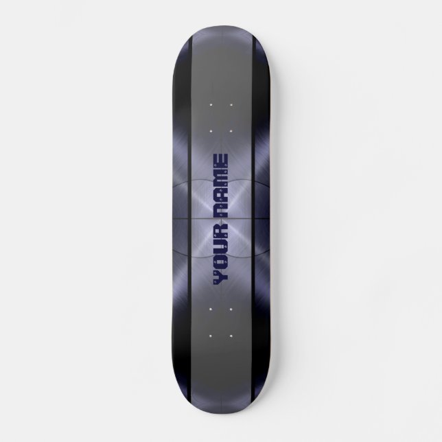 Grey Shiny Stainless Steel Metal 3 Skateboard Deck (Front)