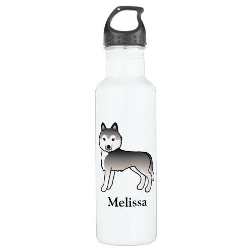 Grey Siberian Husky Cartoon Dog  Name Stainless Steel Water Bottle