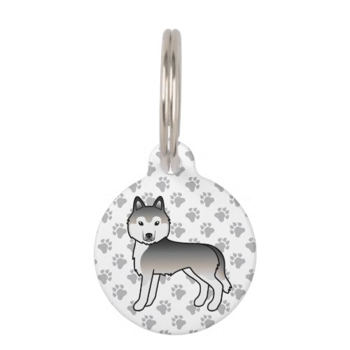 Grey Siberian Husky Cute Cartoon Dog Pet ID Tag