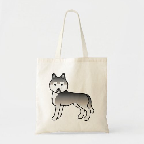 Grey Siberian Husky Cute Cartoon Dog Tote Bag