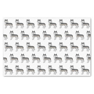 Grey Siberian Husky Cute Dog Pattern Tissue Paper