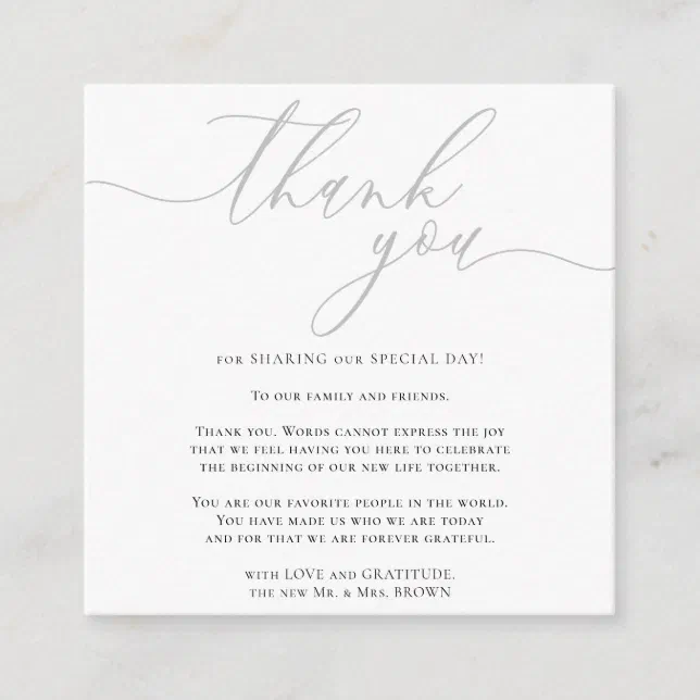 Grey Signature Simple Custom Photo Thank You Enclosure Card | Zazzle