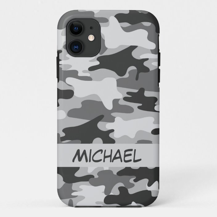 Grey Silver Camo Camouflage Personalized Name Case-mate Iphone Case 