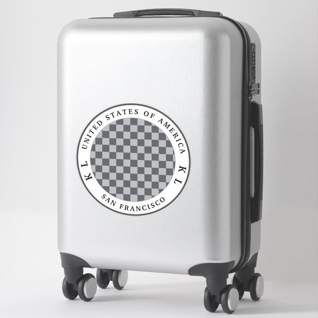Grey & Silver Checkerboard for Vacation  Sticker (Suitcase)