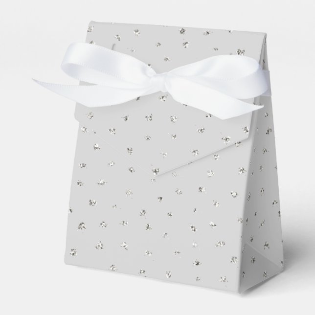 Grey Silver Confetti Baby Shower Favor Boxes (Front Side)