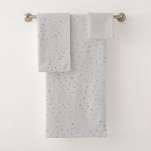 Grey Silver Confetti Bath Towel Set