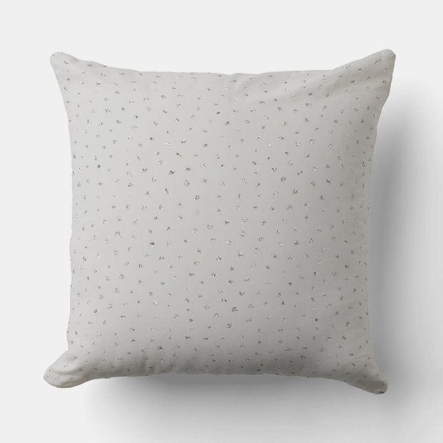 Grey Silver Confetti Throw Pillow (Front)