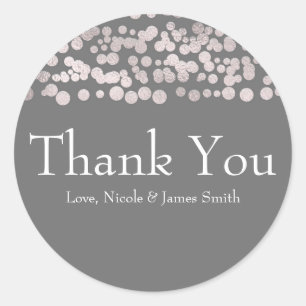 Grey Silver Dots Elegant Glam Wedding Favor Classic Round Sticker