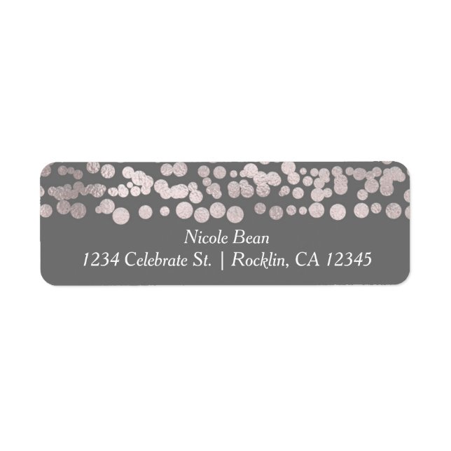 Grey Silver Dots Elegant Glam Wedding Invitation Label (Front)