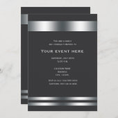 Grey Silver Elegant Dinner Party Event Invitation (Front/Back)