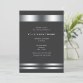 Grey Silver Elegant Dinner Party Event Invitation (Standing Front)