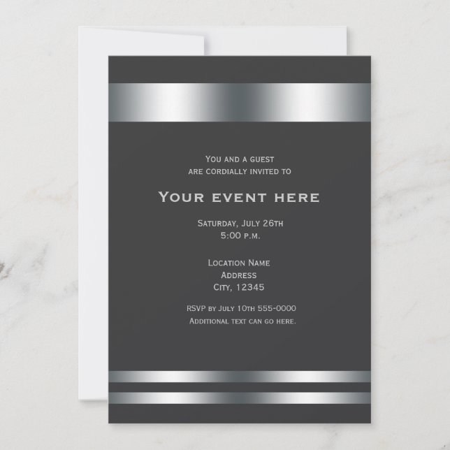 Grey Silver Elegant Dinner Party Event Invitation (Front)