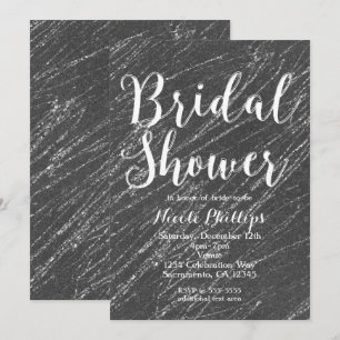 Grey & Silver Glam Marble Stripe Bridal Shower Invitation