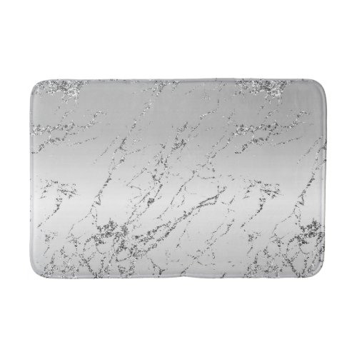 Grey Silver Glitzy Faux Glitter Bath Mat