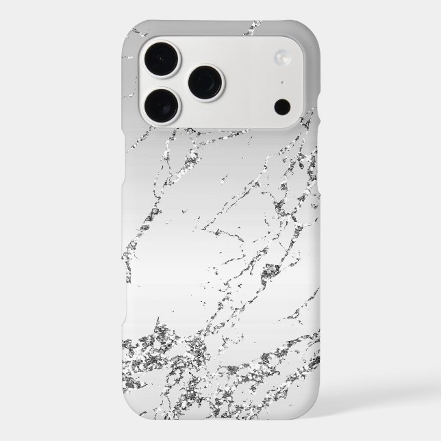 Grey Silver Glitzy Faux Glitter Case-Mate iPhone Case (Back)