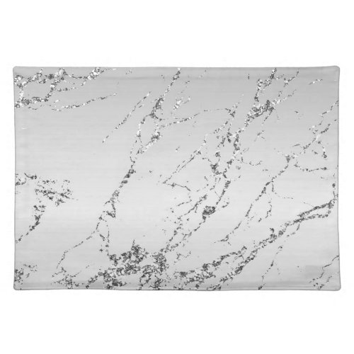 Grey Silver Glitzy Faux Glitter Cloth Placemat