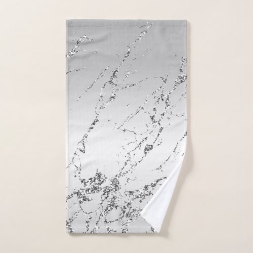 Grey Silver Glitzy Faux Glitter Hand Towel