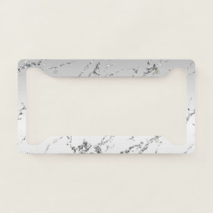 Grey Silver Glitzy Faux Glitter License Plate Frame