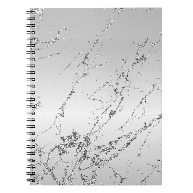 Grey Silver Glitzy Faux Glitter Notebook (Front)