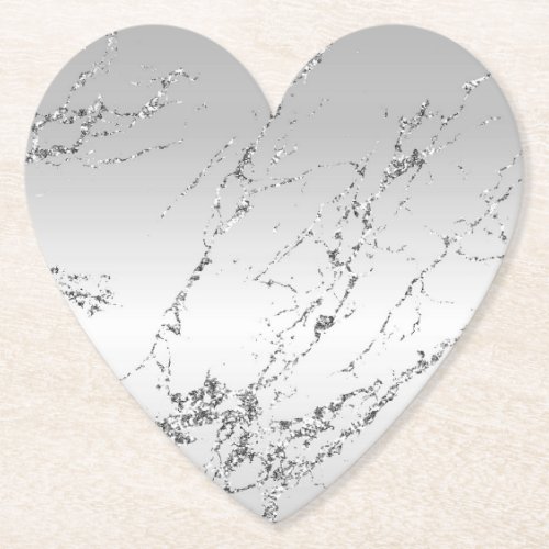 Grey Silver Glitzy Faux Glitter Paper Coaster