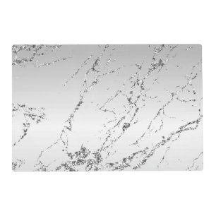 Grey Silver Glitzy Faux Glitter Placemat