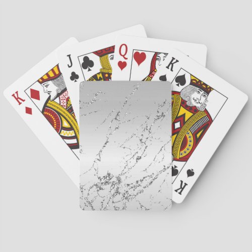 Grey Silver Glitzy Faux Glitter Poker Cards