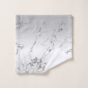 Grey Silver Glitzy Faux Glitter Wash Cloth
