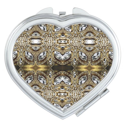 grey silver gold and black art deco pattern compact mirror