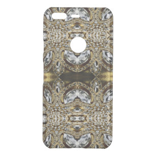 grey silver gold and black art deco pattern uncommon google pixel case