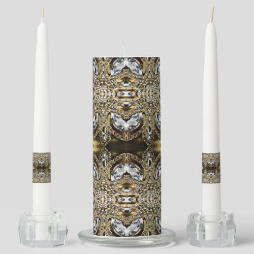 grey silver gold and black art deco pattern unity candle set