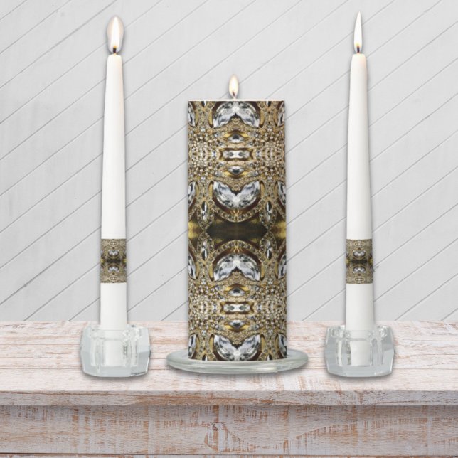 grey silver gold and black art deco pattern unity candle set (grey silver gold and black art deco pattern unity candle set)