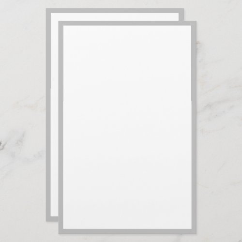 Grey Silver Gray Border Edges White Custom Color Stationery