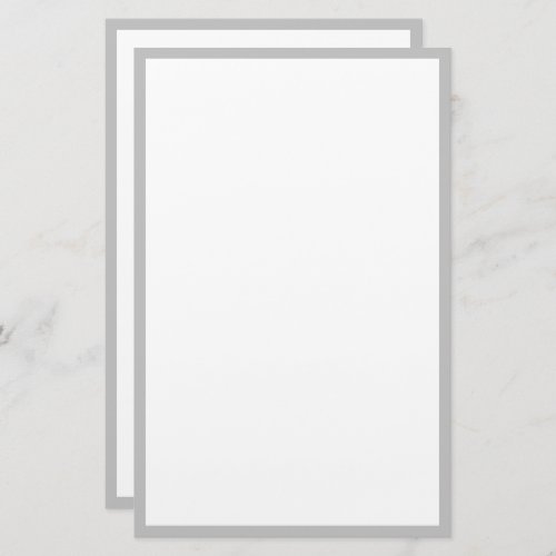 Grey Silver Gray Custom Color Border Edges White  Stationery