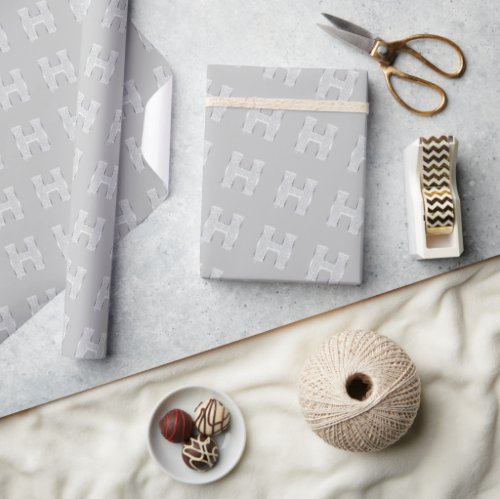 Grey Silver Letter H Wrapping Paper