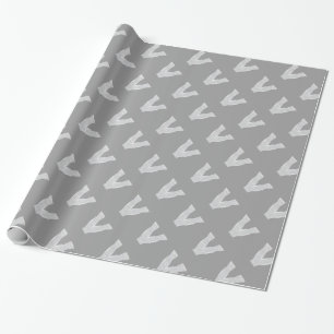 Grey Silver Letter V Wrapping Paper