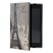grey silver modern floral paris eiffel tower iPad mini cover (Front)