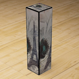 grey silver modern floral paris eiffel tower wine box