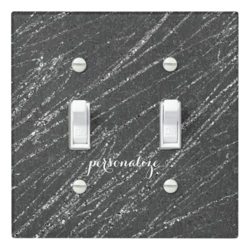 Grey  Silver Modern Glam Marble Stripe Designer Light Switch Cover