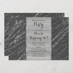 Grey & Silver Modern Glam Marble Stripe Invitation