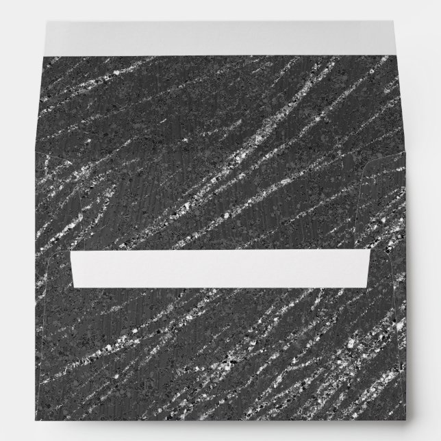 Grey & Silver Modern Glam Marble Stripe Party Envelope (Back (Bottom))