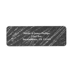Grey & Silver Modern Glam Marble Stripe Party Label